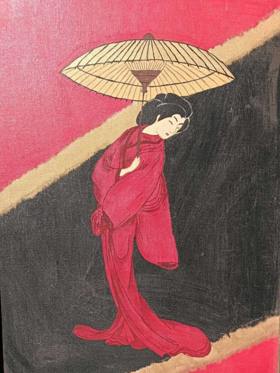 Vintage Japanese Geisha in Komono Artwork