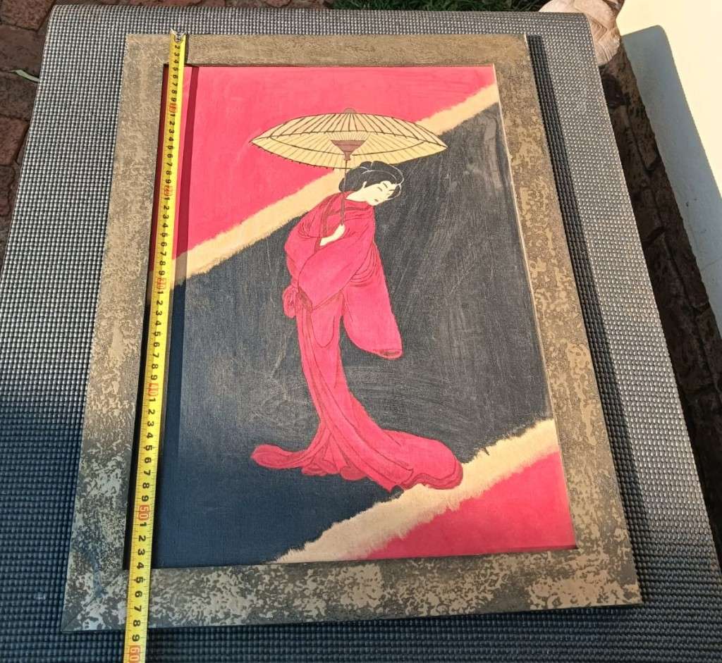 Vintage Japanese Geisha in Komono Artwork