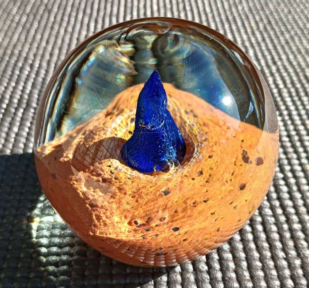 Fascinating Desert Island Glass Paperweight