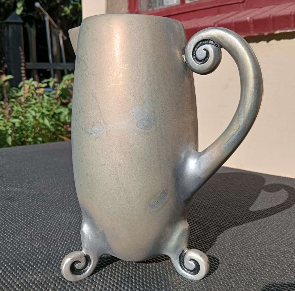 Lovely Caroll Boyes Styled Artistic Pewter Pitcher
