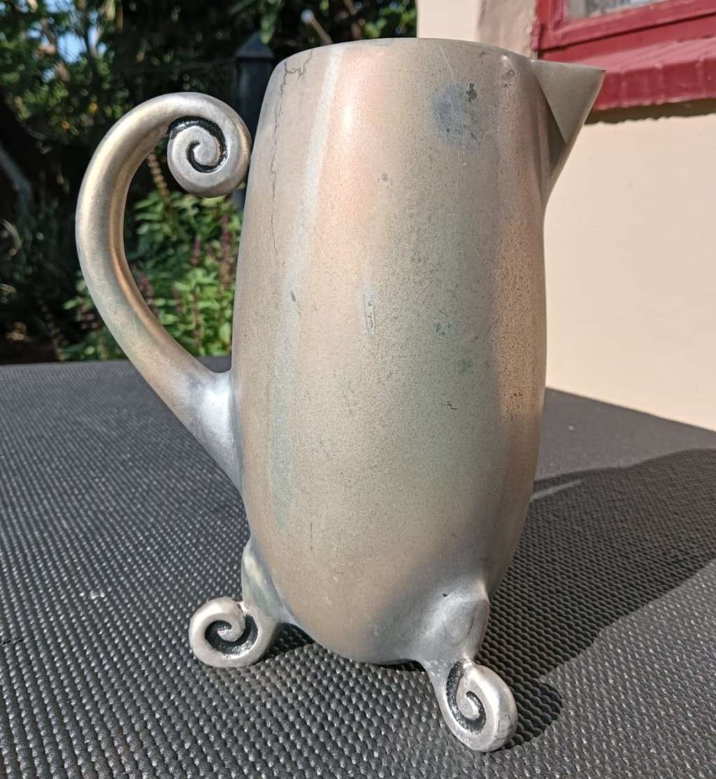 Lovely Caroll Boyes Styled Artistic Pewter Pitcher