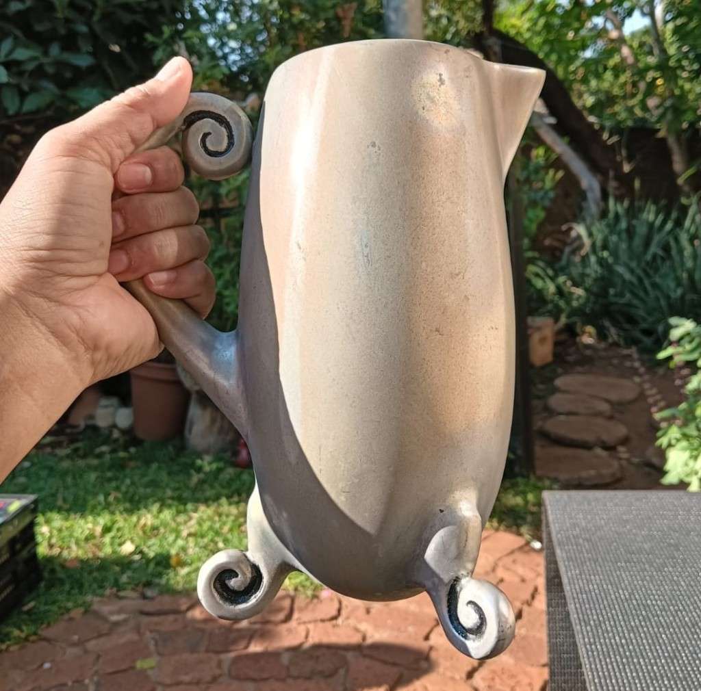 Lovely Caroll Boyes Styled Artistic Pewter Pitcher
