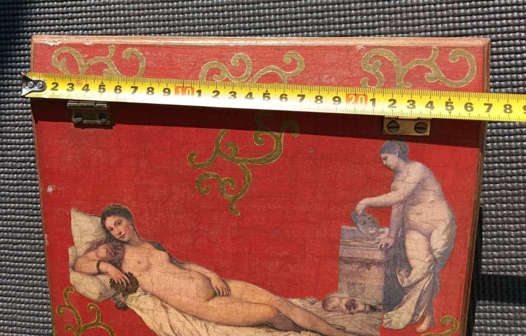 Vintage Venus of Urbino by Titian Hinged School Desk Shaped Wooden Trinket Box