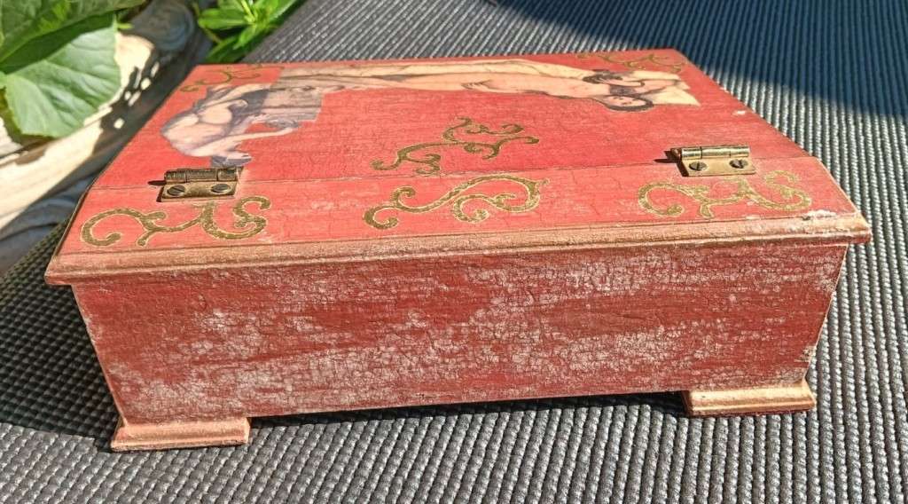 Vintage Venus of Urbino by Titian Hinged School Desk Shaped Wooden Trinket Box