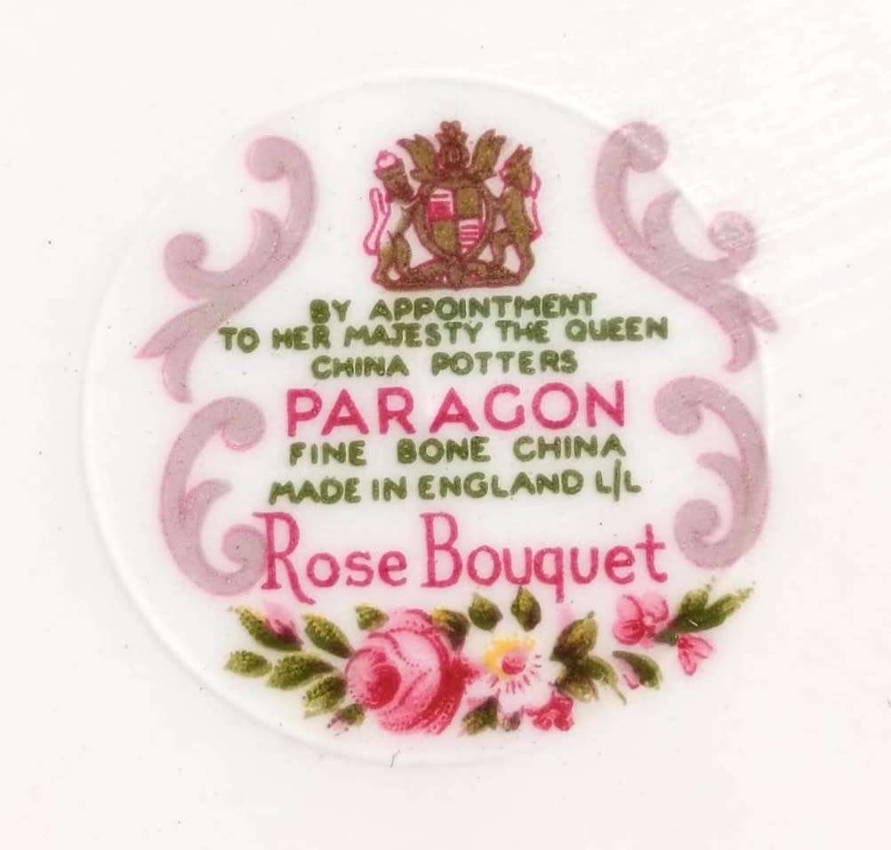 PARAGON ENGLAND 1950S ROSE BOUQUET PATTERN TRIO NO 1 BY APPOINTMENT QUEEN ELIZABETH II