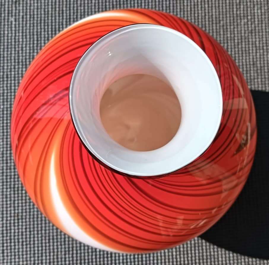 Mesmorising Swirling Art Glass Vase in Murano Sommerso Layered Chalcedony Coloured Style