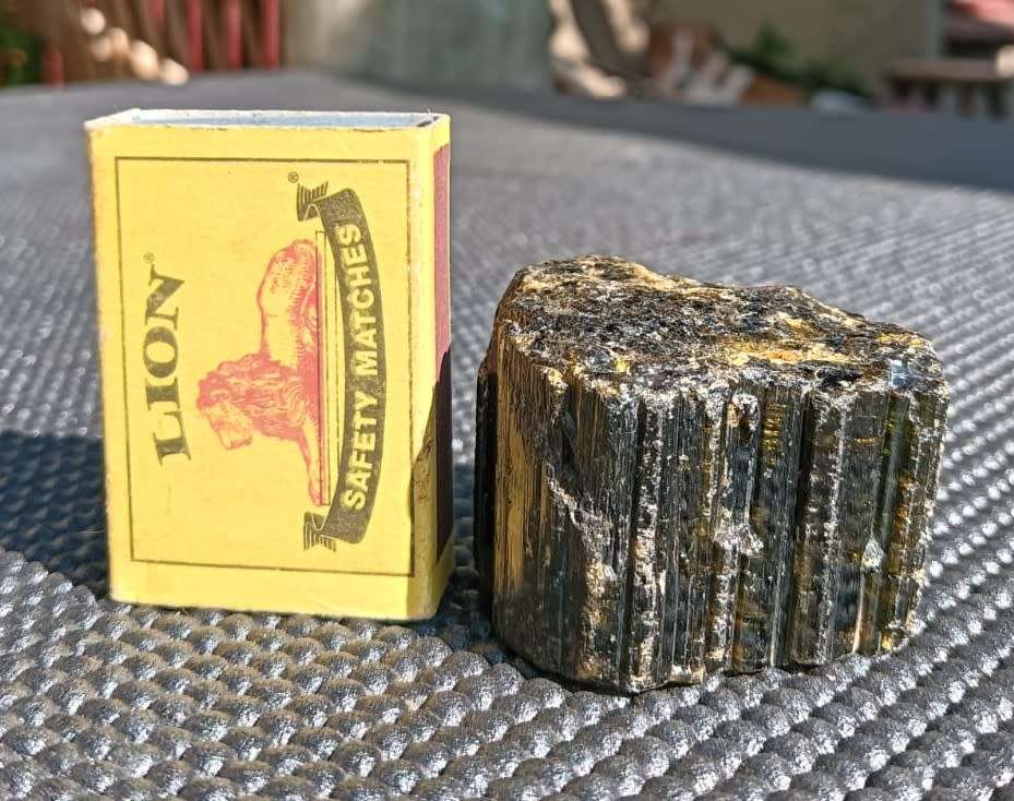 TWO BEAUTIFUL DARK GREEN (AKA BRAZILIAN EMERALD) TO BLACK (SCHORL) TOURMALINE ROUGH ROCK SAMPLES