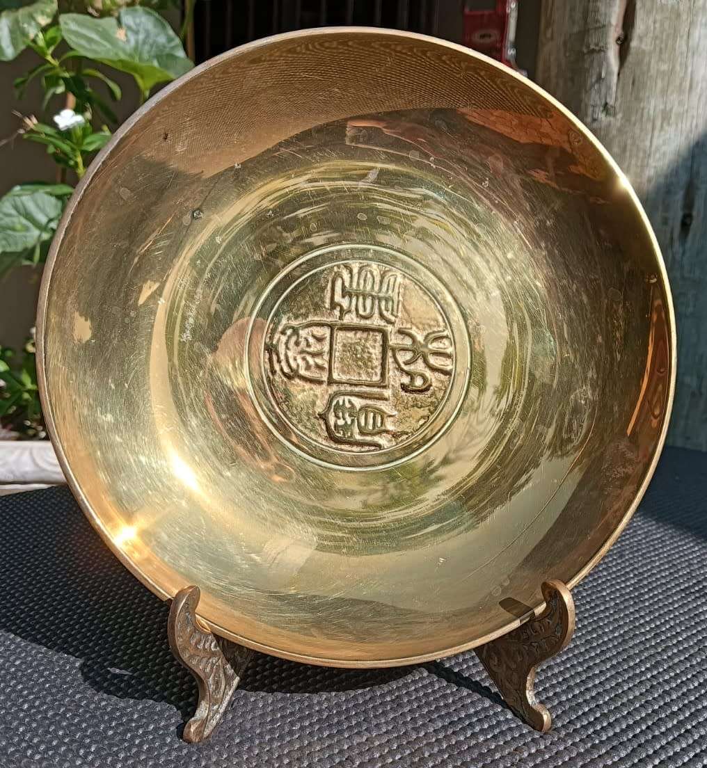 Chinese Heavy Solid Brass Good Fortune Bowl