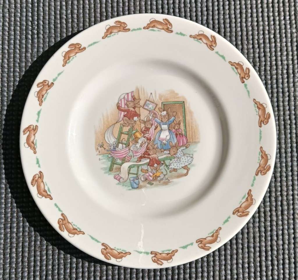 Bunnykins Royal Doulton Naughty Bunnies Plate Design 1936 Backmark 1968-1975