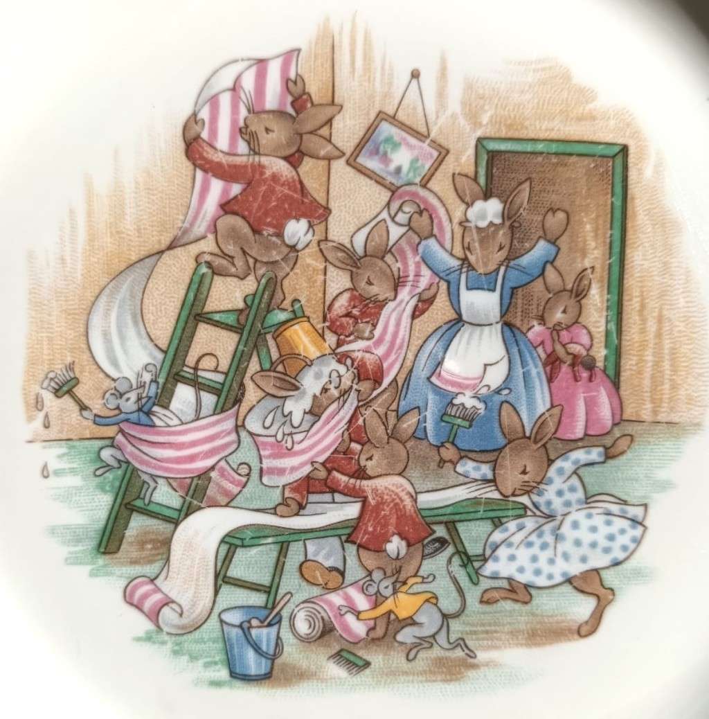 Bunnykins Royal Doulton Naughty Bunnies Plate Design 1936 Backmark 1968-1975