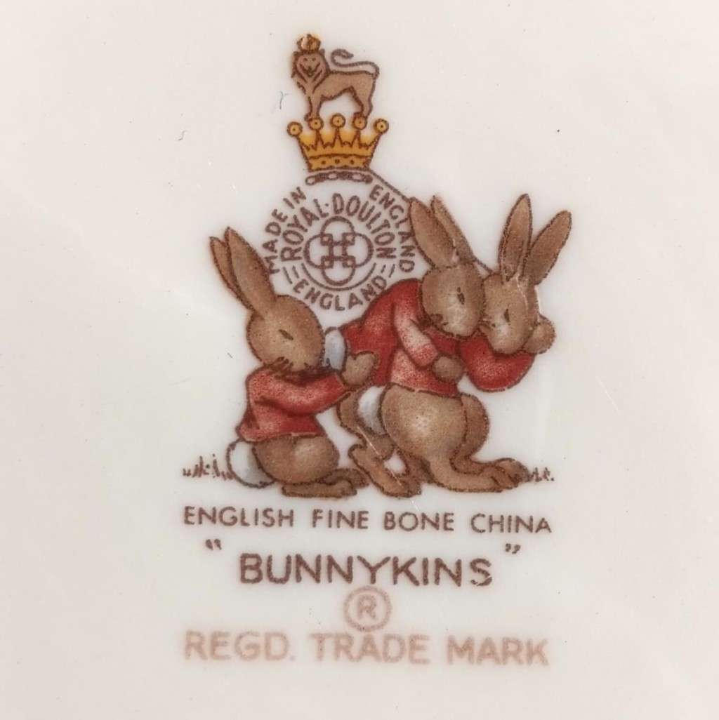 Bunnykins Royal Doulton Naughty Bunnies Plate Design 1936 Backmark 1968-1975