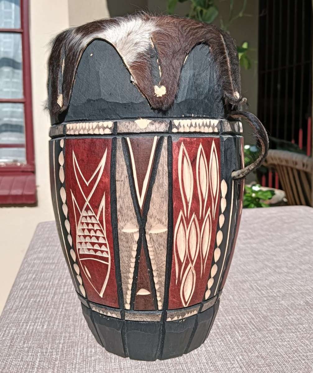 Hand Crafted African Drum Leather and Wood Drums Nicely