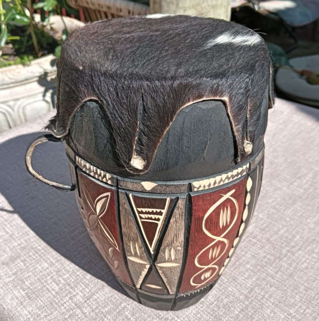 Hand Crafted African Drum Leather and Wood Drums Nicely