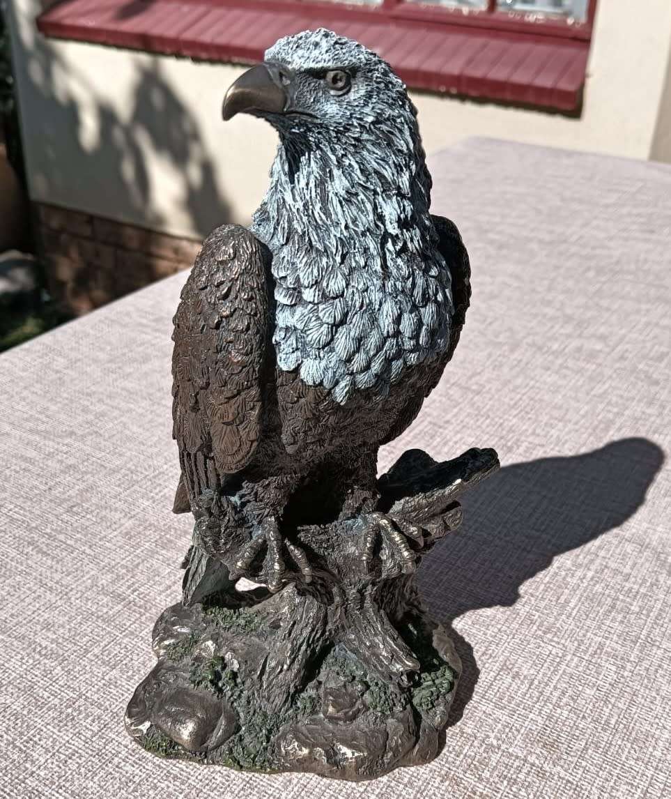 Glaring Cold Cast Bronze African Fish Eagle Sculpture Large 22cm High by Zawadi Knysna South Africa