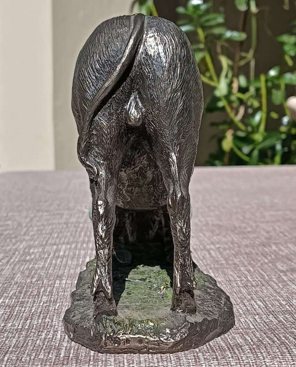 Kneeling Cold Cast Bronze African Warthog Sculpture 19cm Long by Zawadi Knysna South Africa