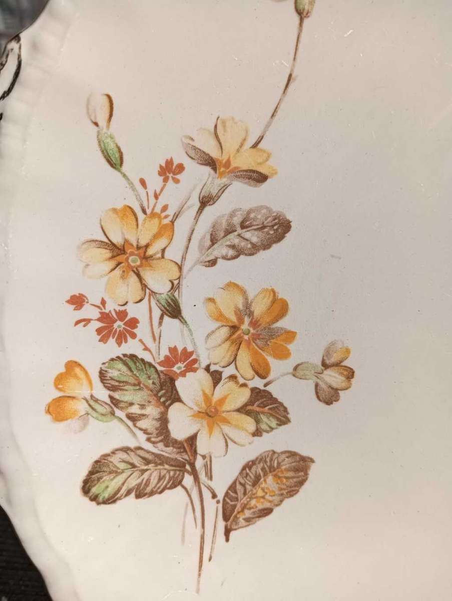 GRINDLEY ENGLAND CREAM PETAL SERIES 1950S WINDERMERE YELLOW JUBILEE PATTERN MILK PITCHER AND PLATE