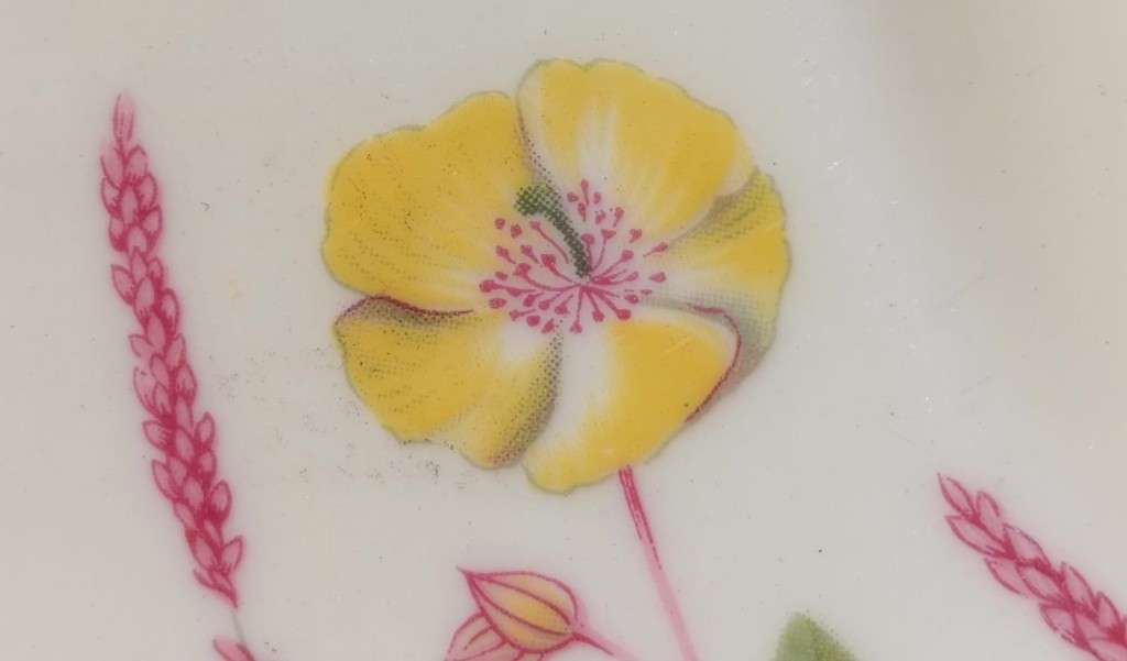 COLCLOUGH CHINA 1960S SERVING PLATE WITH INTERESTING YELLOW FLOWER DESIGN
