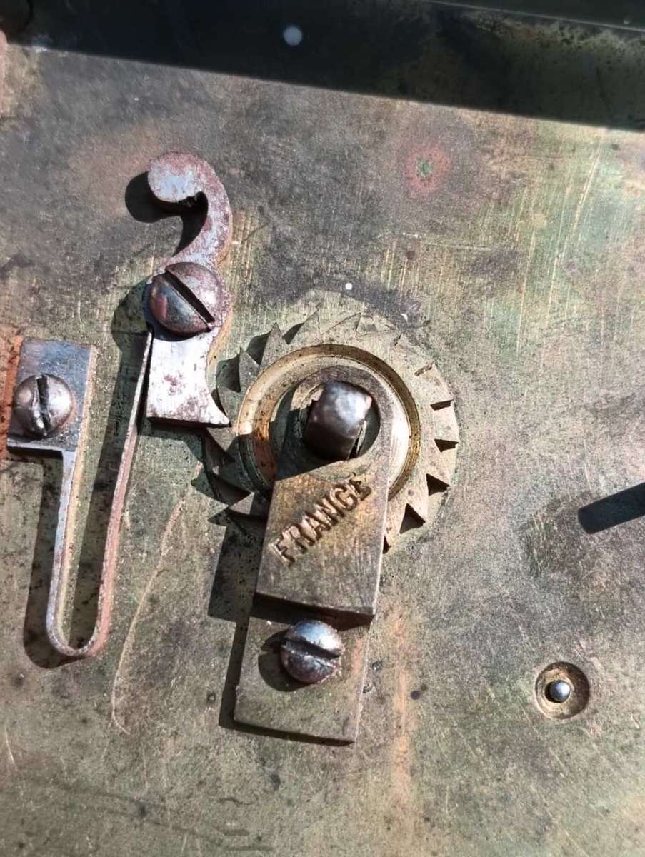 Rare Antique Late 19th Century French Brass Corniche Case Carriage Officers Clock  WITH KEY