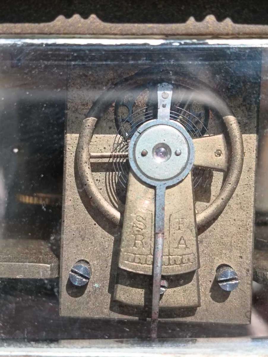 Rare Antique Late 19th Century French Brass Corniche Case Carriage Officers Clock  WITH KEY