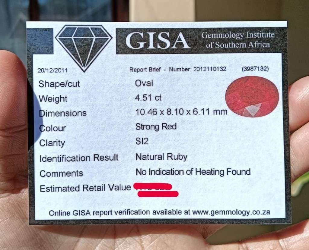 GISA CERTIFIED BLOOD RED 4.55CT RUBY GEMSTONE - UV STRONG RED!  HIGH THERMAL CONDUCTIVITY!