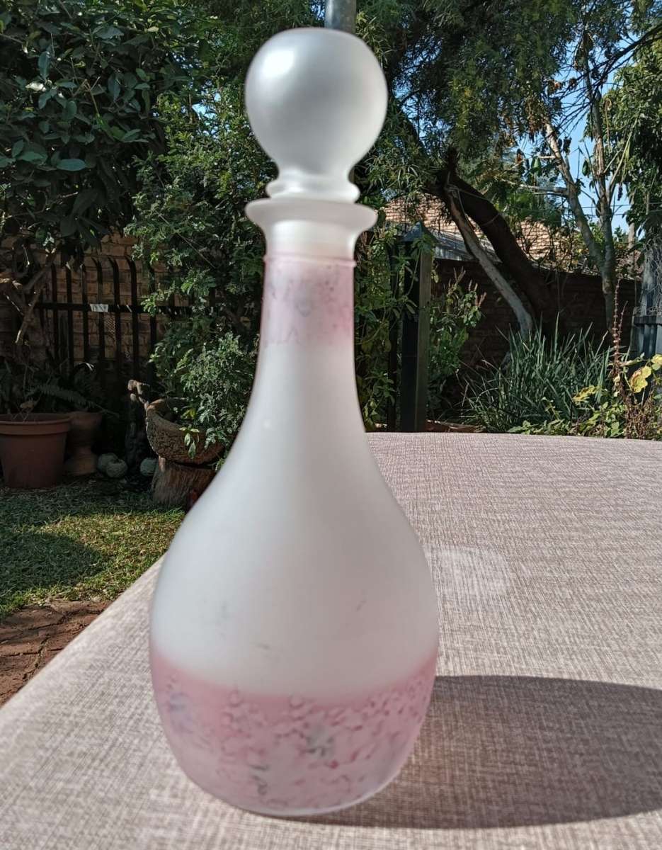 Al-Rama Israel Frosted Glass Decanter Set Featuring Holy Land Famous Landmarks