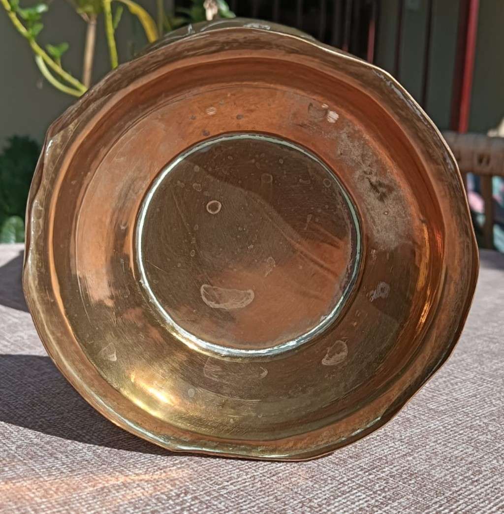 Beautifully Floral Engraved Brass Stemmed Goblet Shaped Vase Large 27cm High