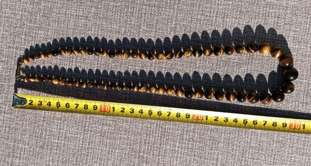 BEAUTIFUL VINTAGE TIGERS EYE GEMSTONE NECKLACE 30CM LONG