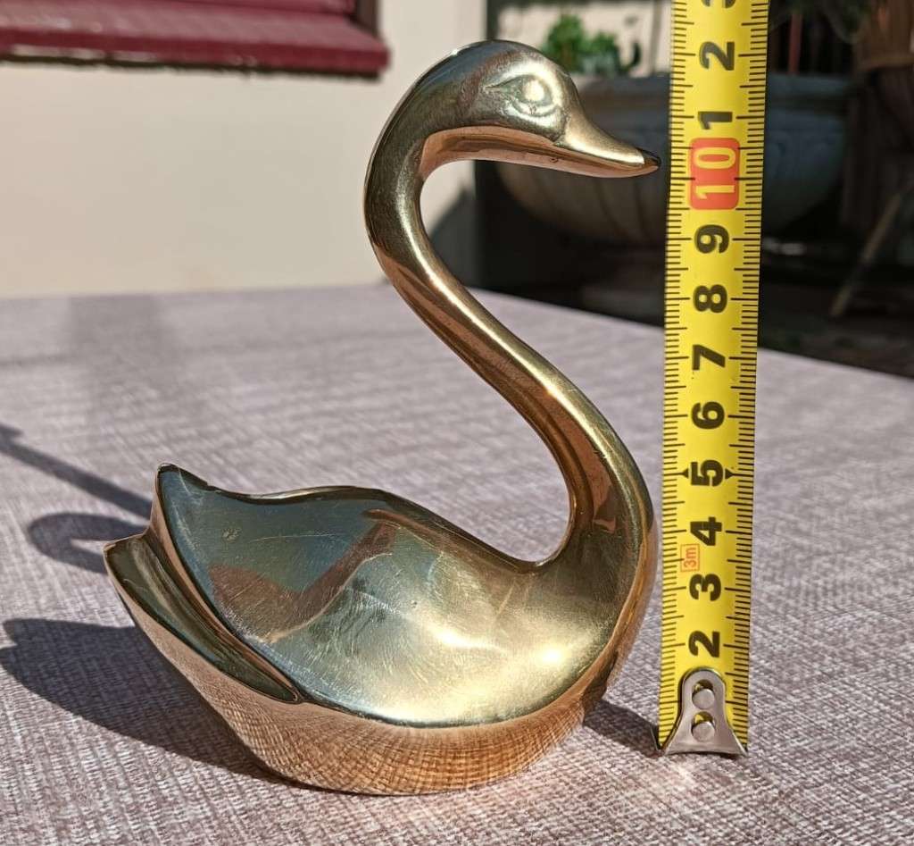 Graceful Solid Brass Swan Figurine