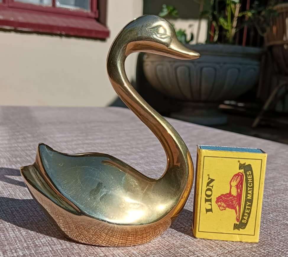 Graceful Solid Brass Swan Figurine