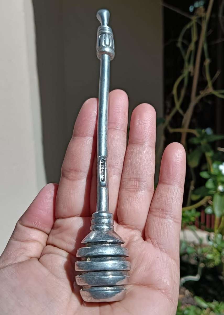 CARROL BOYES (SA 1954 - 2019) PEWTER HONEY DIPPER WITH RARELY SEEN EXTRA DOUBLE C EAGLE MAKERS MARK