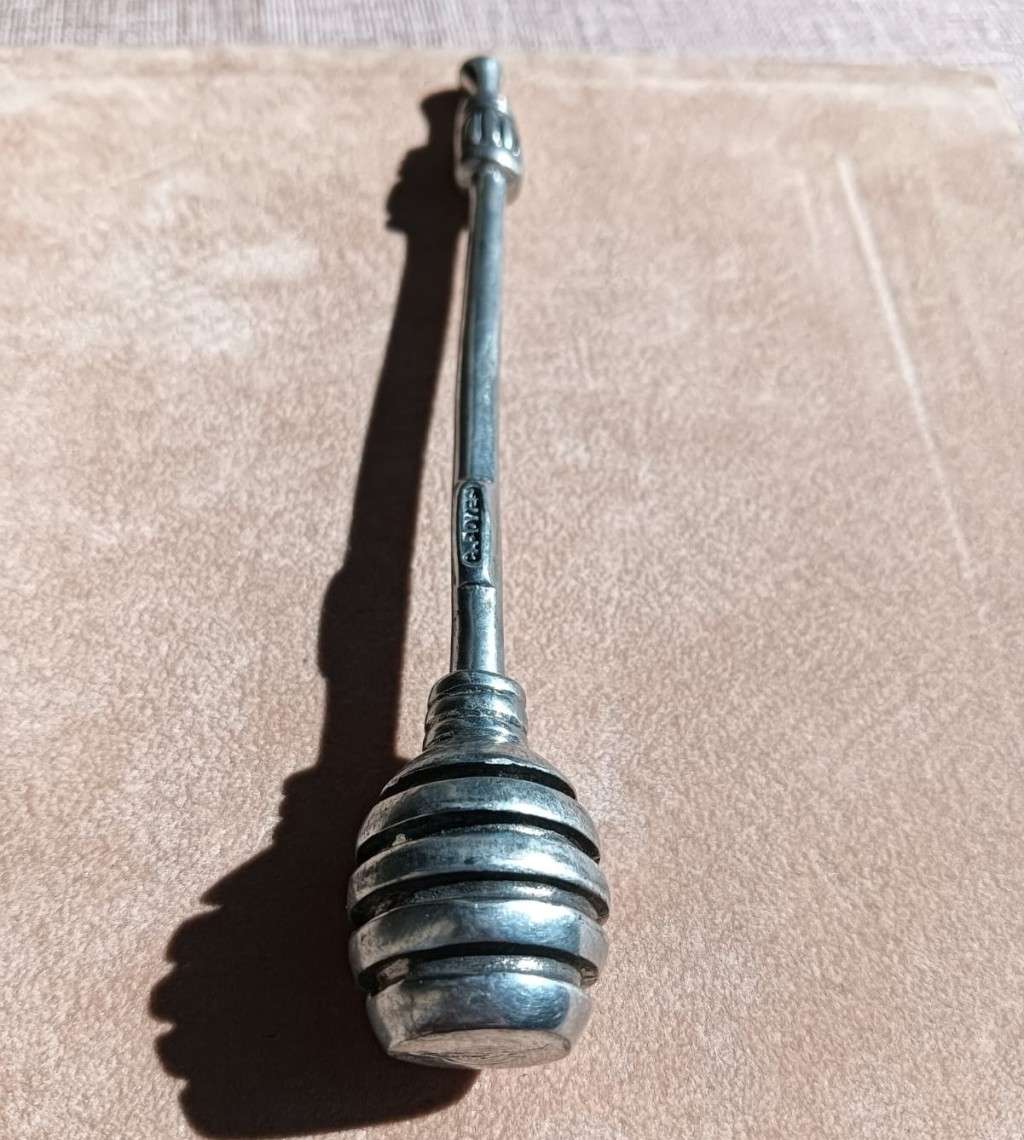 CARROL BOYES (SA 1954 - 2019) PEWTER HONEY DIPPER WITH RARELY SEEN EXTRA DOUBLE C EAGLE MAKERS MARK