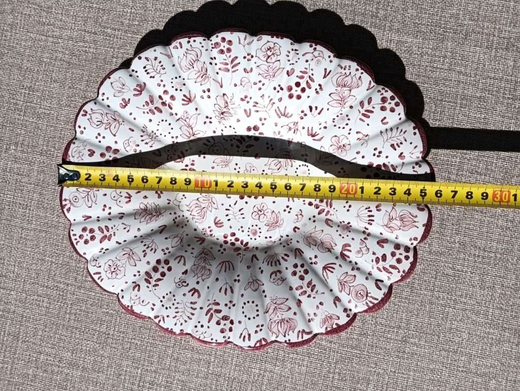 Striking Hand Crafted Maroon Floral Display Plate with Flower Shaped Scalloped Rim