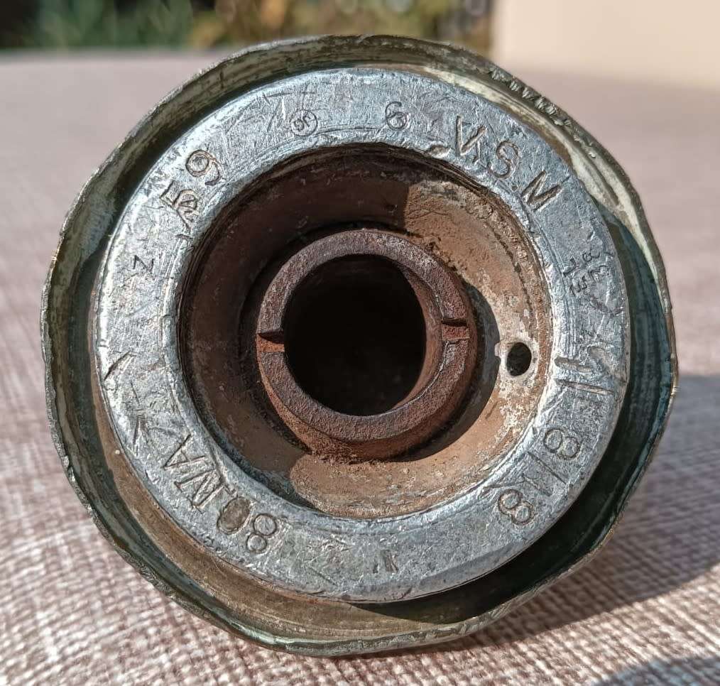 WW1 British Vickers 13 Pounder 1905 Shrapnel Projectile with Vickers No 80 Fuze Date Filled 1918