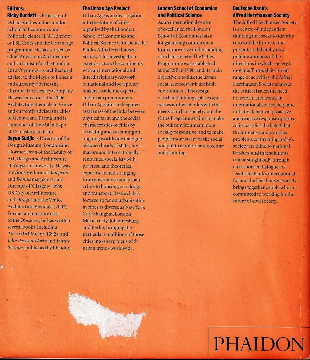 The Endless City: The Urban Age Project by the LSE and Deutsche Bank`s Alfred Herrhausen Society