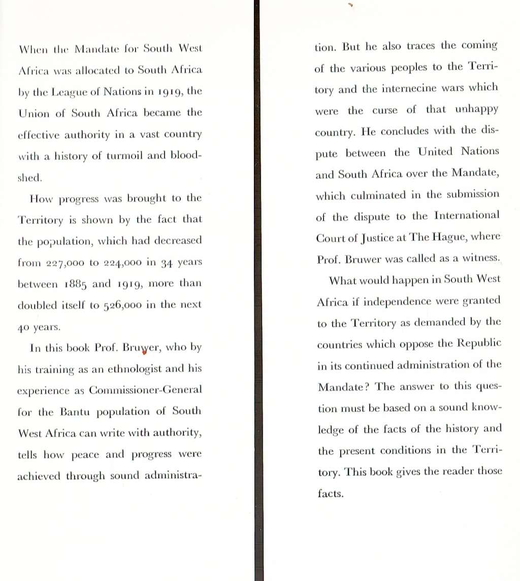 South West Africa: The Disputed Land - JP van S Bruwer