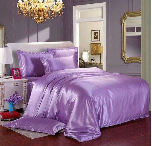 DUVET SET - SATIN SILK FLOSS - 4 PIECE - LILAC - MASSIVE DISCOUNT