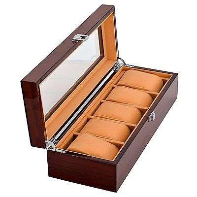 WATCH BOXES 5 SLOT - special - WOODEN WATCHES GADGETS JEWELRY GIFTS JEWELLERY STORAGE