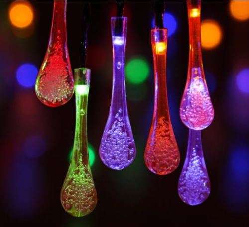 SOLAR CHRISTMAS LIGHTS - RAINDROP FAIRY LIGHT GADGETS GARDEN OUTDOOR DECOR FESTIVE HOLIDAY