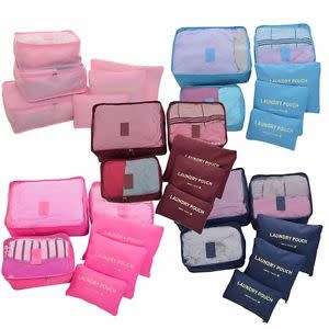 TRAVEL ORGANISER LUGGAGE SET 6 PIECES POUCHES - STORAGE ORGANISERS BAGS CHRISTMAS GIFTS