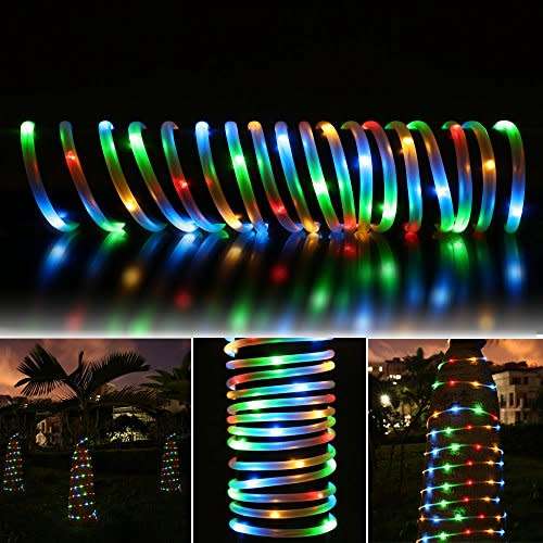 10m 100LEDs Solar Rope Tube Lights Led String Strip Waterproof Christmas Party Decor