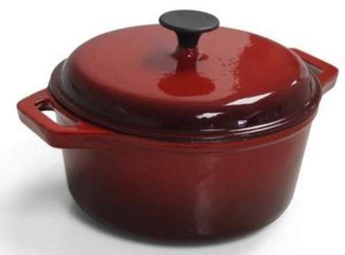 COMBO SALE Cast Iron Cookware Set - Casserole Pot Medium Red and A Skillet Pan Square Red  Home