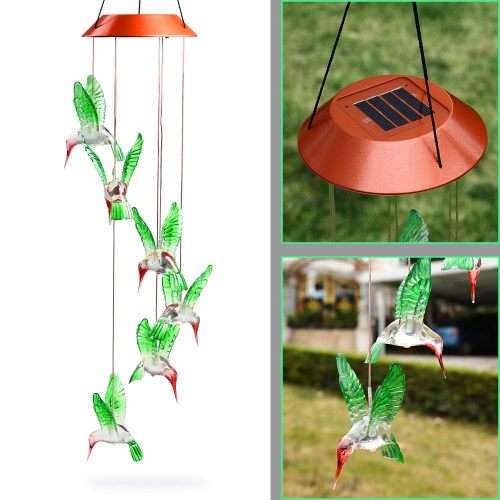 Colour Changing Solar Led Hummingbird - Indoor Outdoor Garden Patio Decor Lighting