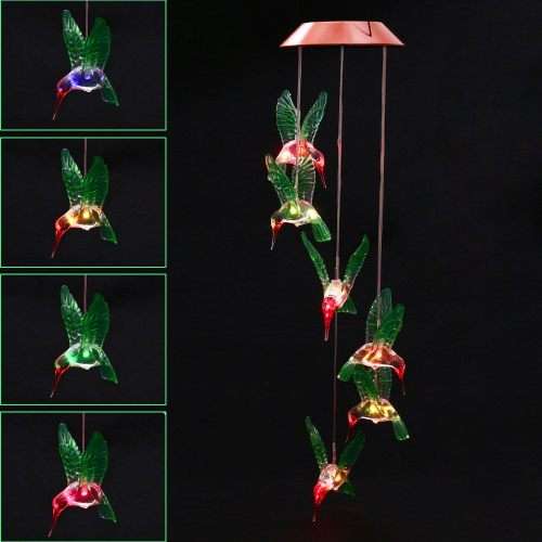 Colour Changing Solar Led Hummingbird - Indoor Outdoor Garden Patio Decor Lighting