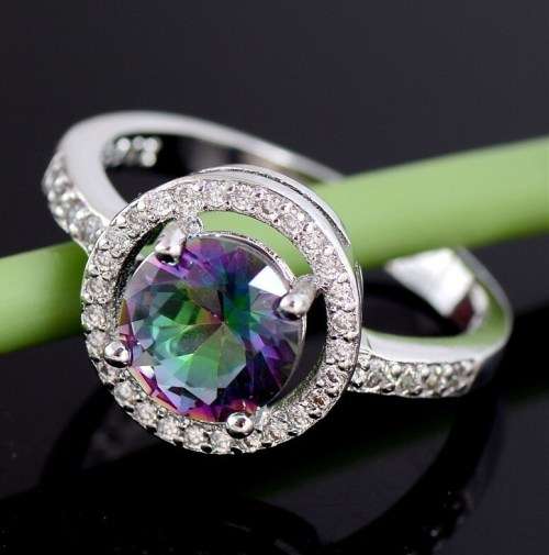 Rainbow Ring Mystic Topaz CZ