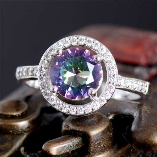 Rainbow Ring Mystic Topaz CZ