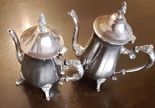 teaset silver plated teapot, coffee pot, sugar bowl and milk jug