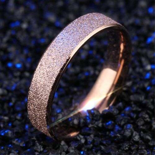 Rose Gold Frosted Band Titanium Steel Ring