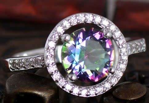 Rainbow Ring Mystic Topaz CZ