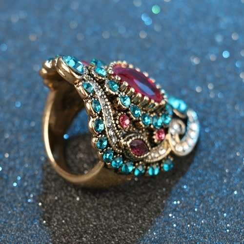 Beautiful Bohemian Crystal Ruby Ring