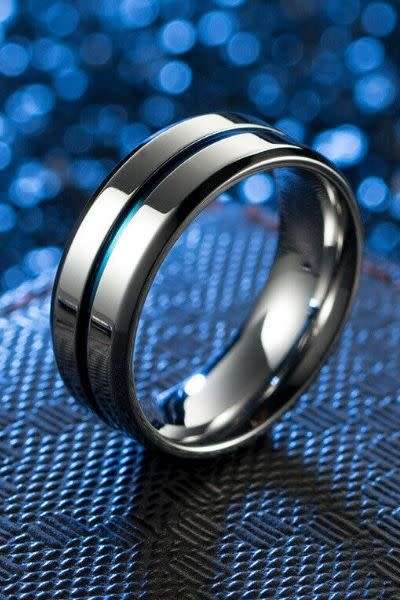 Exquisite Stainless Steel BLUE Band Ring